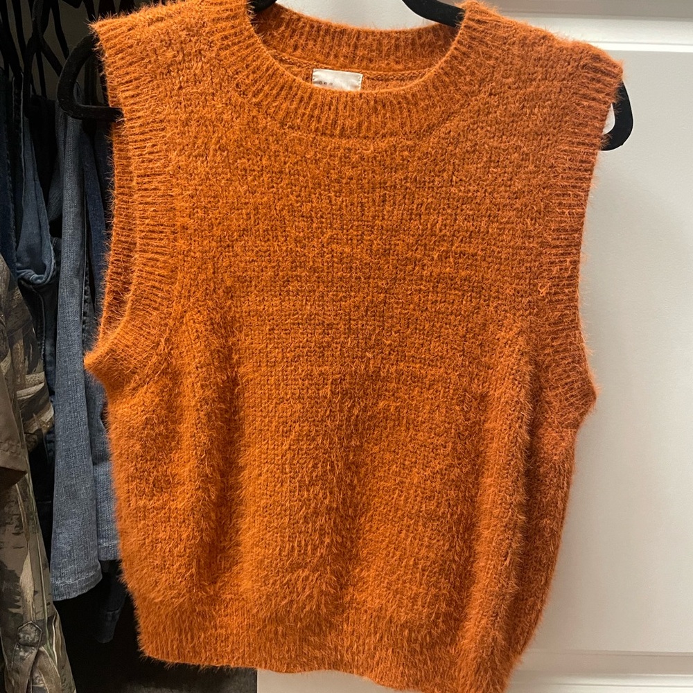 Vibrant Orange Sleeveless Sweater